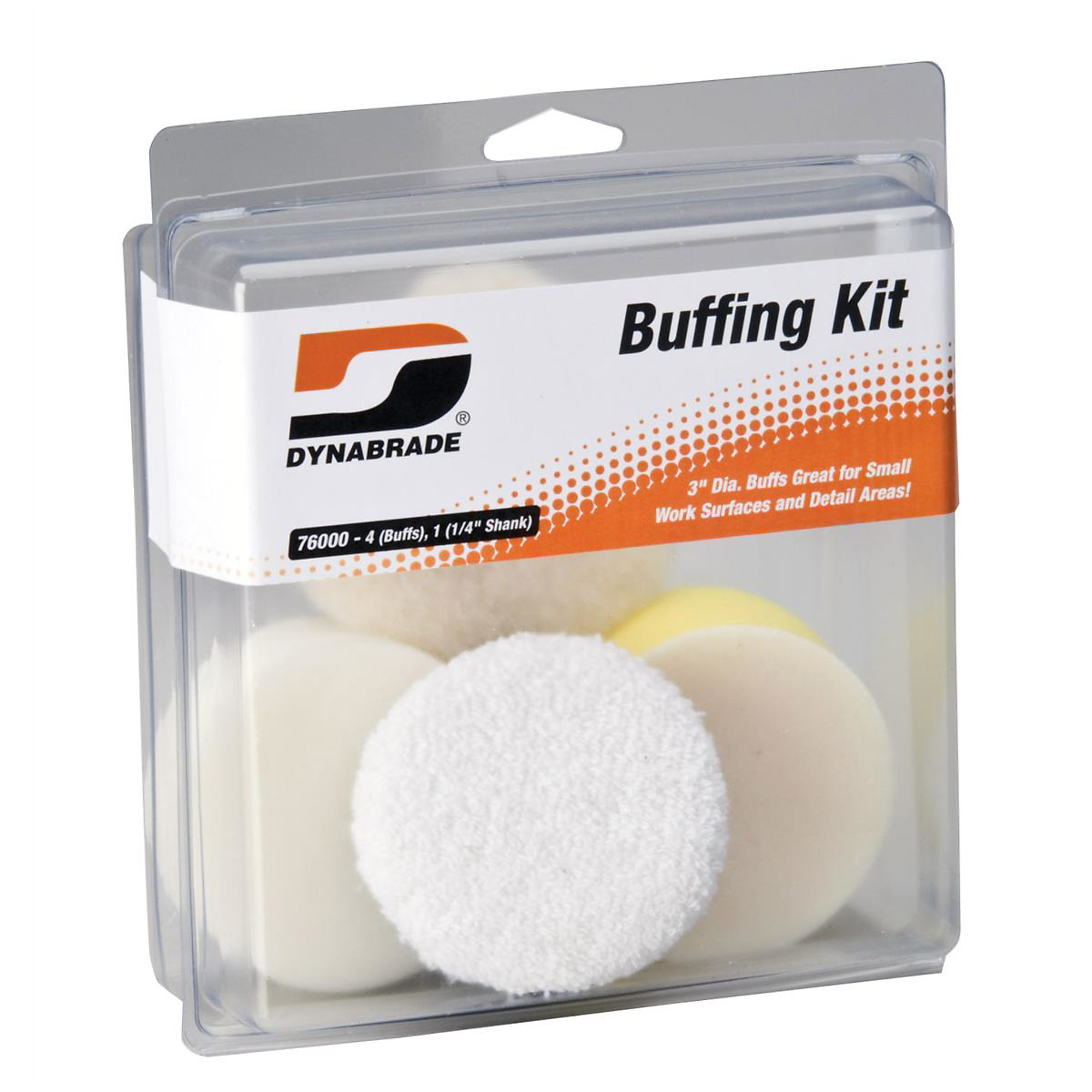 Dynabrade Buffing Pad Kit — 3in., 4 Pcs, 1/4in. Shank, 3200 RPM, Model# DYB76000